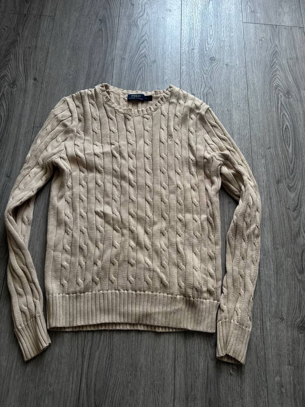 Polo Ralph Lauren Cable Knit Light Brown Sweater Women’s M Size (72)